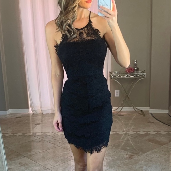 Free People Dresses & Skirts - Free People Black Lace Eyelet Open Back Dress
